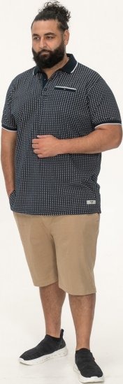 D555 Coventry AOP Polo Shirt Jacquard Collar & Ribbed Cuffs Navy - Поло тениски - мъжки тениски с яка големи размери