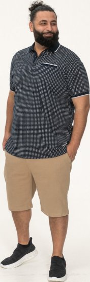 D555 Coventry AOP Polo Shirt Jacquard Collar & Ribbed Cuffs Navy - Поло тениски - мъжки тениски с яка големи размери