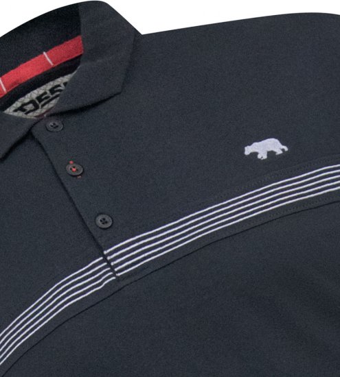 D555 Stafford Cut And Sew Embroidery Stripe Short Sleeve Polo Black - Поло тениски - мъжки тениски с яка големи размери