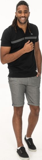 D555 Stafford Cut And Sew Embroidery Stripe Short Sleeve Polo Black - Поло тениски - мъжки тениски с яка големи размери