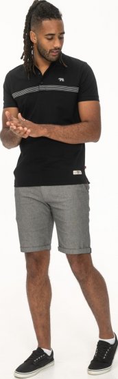 D555 Stafford Cut And Sew Embroidery Stripe Short Sleeve Polo Black - Поло тениски - мъжки тениски с яка големи размери