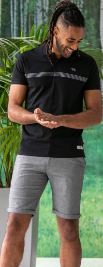 D555 Stafford Cut And Sew Embroidery Stripe Short Sleeve Polo Black - Поло тениски - мъжки тениски с яка големи размери