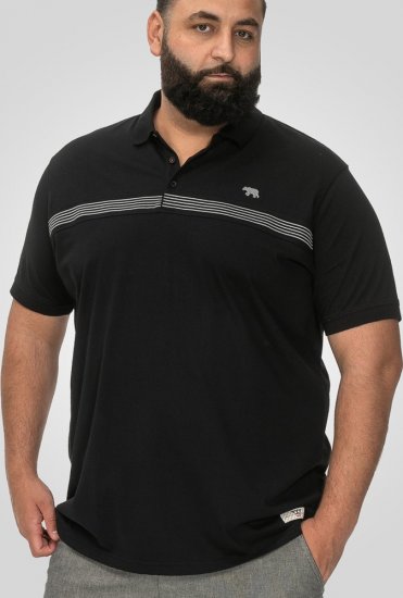 D555 Stafford Cut And Sew Embroidery Stripe Short Sleeve Polo Black - Поло тениски - мъжки тениски с яка големи размери