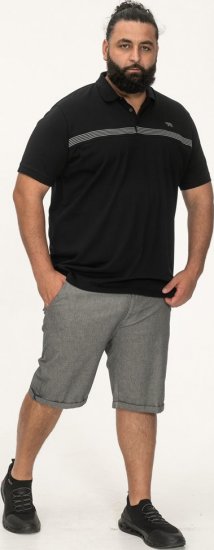 D555 Stafford Cut And Sew Embroidery Stripe Short Sleeve Polo Black - Поло тениски - мъжки тениски с яка големи размери