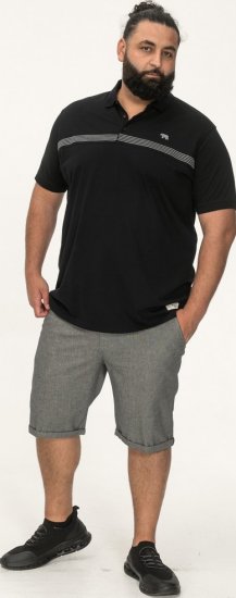 D555 Stafford Cut And Sew Embroidery Stripe Short Sleeve Polo Black - Поло тениски - мъжки тениски с яка големи размери
