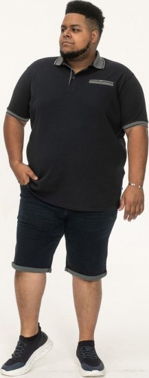 D555 Ilkeston Jacquard Collar & Cuff Short Sleeve Pique Polo Navy - Поло тениски - мъжки тениски с яка големи размери