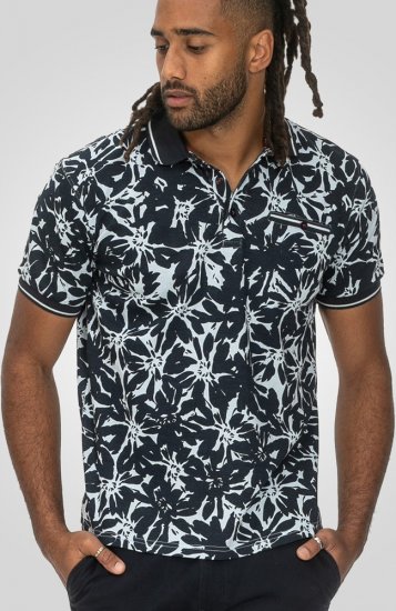 D555 Halifax AOP Hawaiian Print Short Sleeve Polo Blue - Тениски - мъжки тениски големи размери