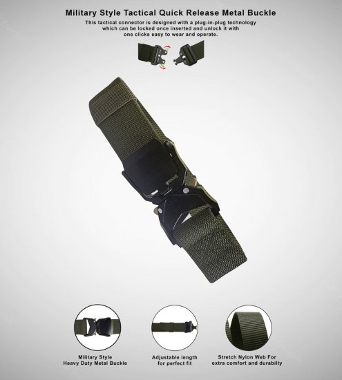 D555 Dale Tactical Stretch Webbing Belt with Heavy Duty Quick Release Buckle Khaki - Колани - мъжки колани големи размери