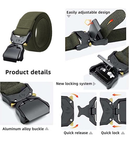 D555 Dale Tactical Stretch Webbing Belt with Heavy Duty Quick Release Buckle Khaki - Колани - мъжки колани големи размери