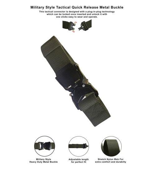 D555 Dale Tactical Stretch Webbing Belt with Heavy Duty Quick Release Buckle Khaki - Колани - мъжки колани големи размери