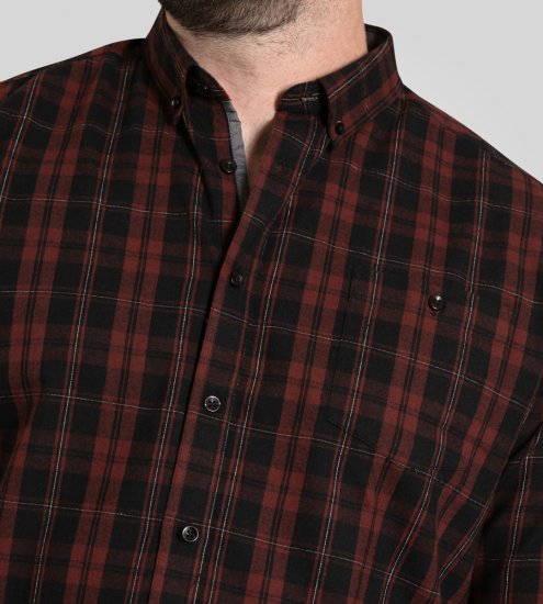 D555 Horsham Long Sleeve Shirt with Chest Pocket Burgundy/Black Check - Ризи - мъжки ризи големи размери