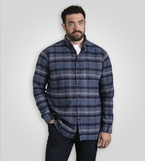 D555 Shrewsbury Long Sleeve with Chest Pocket Blue/Navy Check TALL SIZES - МЪЖКО ОБЛЕКЛО MT-6XLT - дрехи за високи мъже