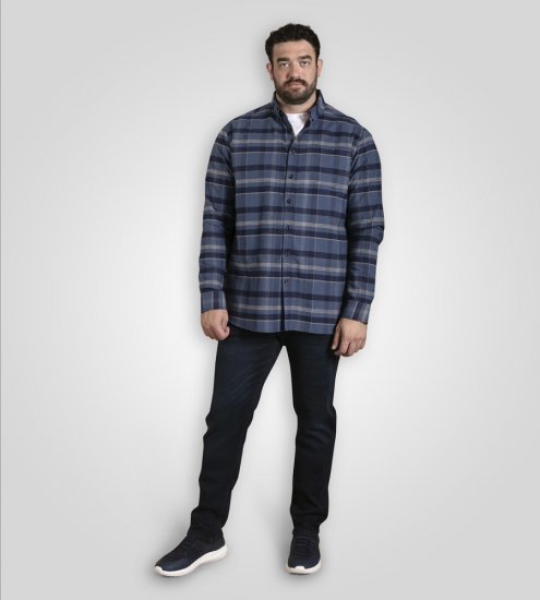 D555 Shrewsbury Long Sleeve with Chest Pocket Blue/Navy Check TALL SIZES - МЪЖКО ОБЛЕКЛО MT-6XLT - дрехи за високи мъже
