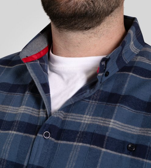 D555 Shrewsbury Long Sleeve with Chest Pocket Blue/Navy Check TALL SIZES - МЪЖКО ОБЛЕКЛО MT-6XLT - дрехи за високи мъже