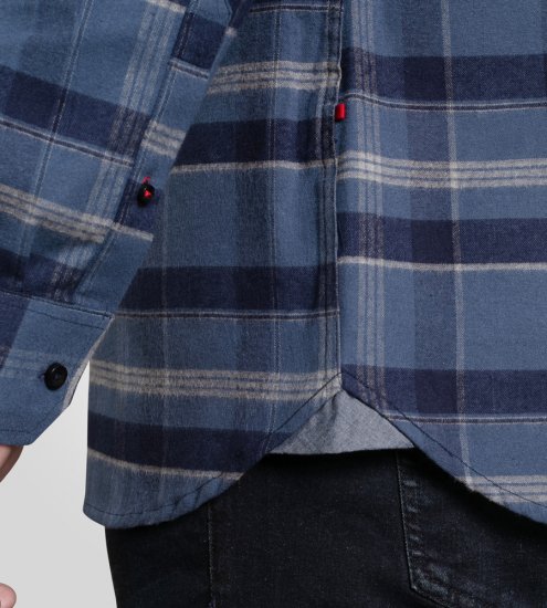 D555 Shrewsbury Long Sleeve with Chest Pocket Blue/Navy Check TALL SIZES - МЪЖКО ОБЛЕКЛО MT-6XLT - дрехи за високи мъже