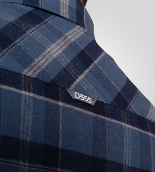 D555 Shrewsbury Long Sleeve with Chest Pocket Blue/Navy Check TALL SIZES - МЪЖКО ОБЛЕКЛО MT-6XLT - дрехи за високи мъже