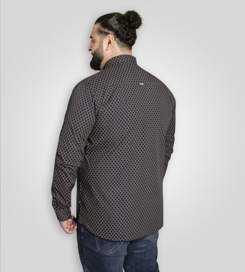 D555 Sheffield Long Sleeve AOP Micro Gold Shirt Navy - Ризи - мъжки ризи големи размери