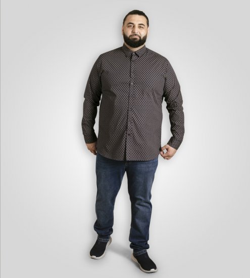 D555 Sheffield Long Sleeve AOP Micro Gold Shirt Navy - Ризи - мъжки ризи големи размери