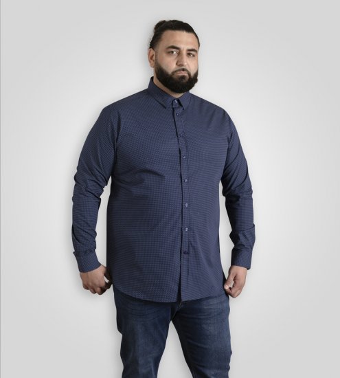 D555 Middlesbrough Long Sleeve AOP Micro Blue Shirt Navy - Ризи - мъжки ризи големи размери