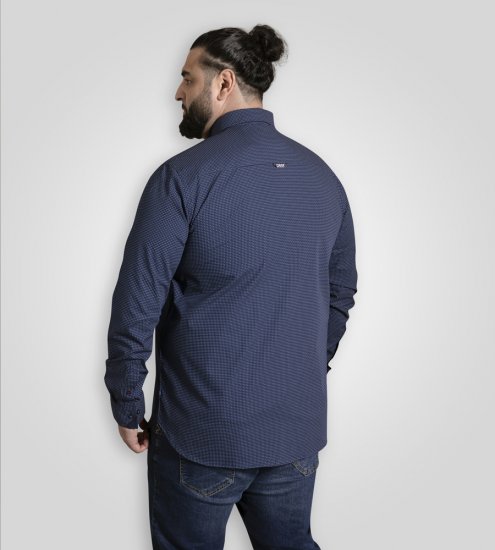 D555 Middlesbrough Long Sleeve AOP Micro Blue Shirt Navy - Ризи - мъжки ризи големи размери