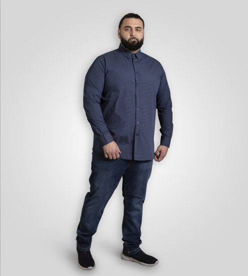 D555 Middlesbrough Long Sleeve AOP Micro Blue Shirt Navy - Ризи - мъжки ризи големи размери