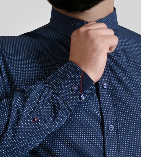 D555 Middlesbrough Long Sleeve AOP Micro Blue Shirt Navy - Ризи - мъжки ризи големи размери