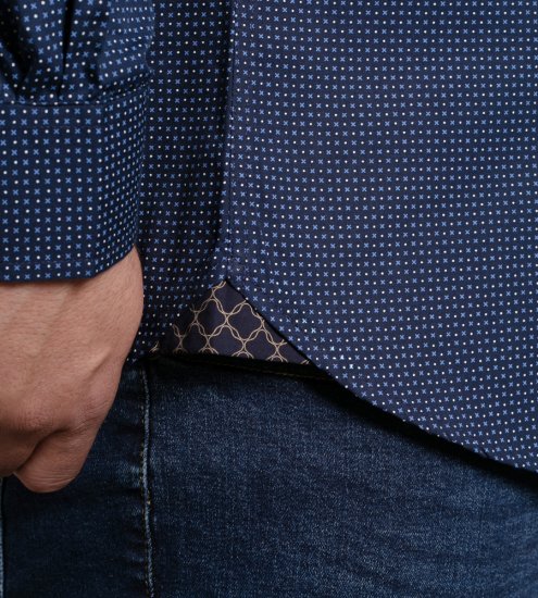 D555 Middlesbrough Long Sleeve AOP Micro Blue Shirt Navy - Ризи - мъжки ризи големи размери