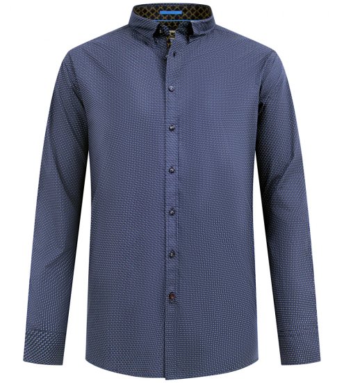 D555 Middlesbrough Long Sleeve AOP Micro Blue Shirt Navy - Ризи - мъжки ризи големи размери