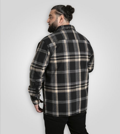D555 Falkirk Long Sleeve Heavy Shacket Overshirt Black/Grey TALL SIZES - Ризи - мъжки ризи големи размери