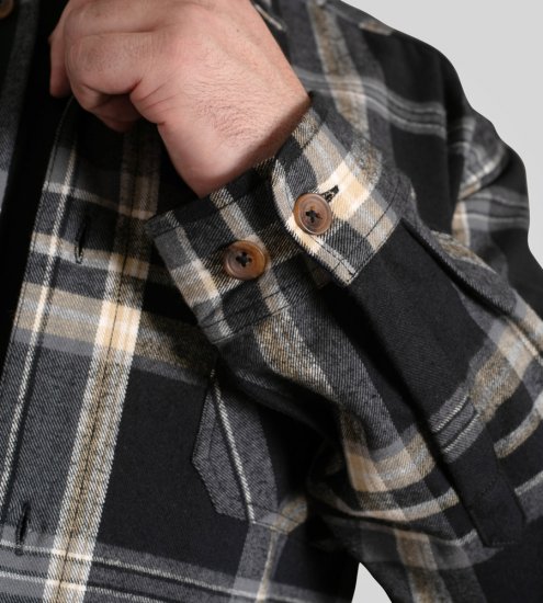 D555 Falkirk Long Sleeve Heavy Shacket Overshirt Black/Grey TALL SIZES - Ризи - мъжки ризи големи размери