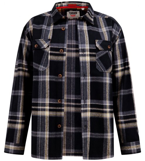 D555 Falkirk Long Sleeve Heavy Shacket Overshirt Black/Grey - Ризи - мъжки ризи големи размери