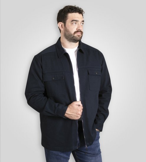 D555 Cleveley Long Sleeve Heavy Shacket Overshirt Navy - Ризи - мъжки ризи големи размери