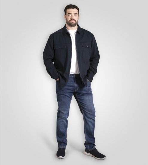 D555 Cleveley Long Sleeve Heavy Shacket Overshirt Navy - Ризи - мъжки ризи големи размери