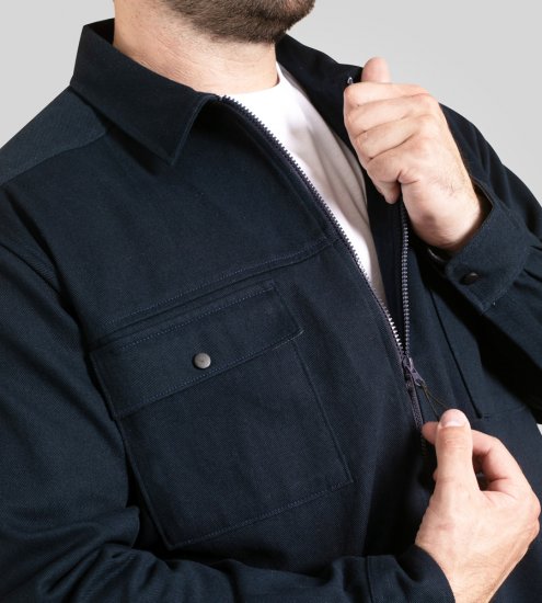 D555 Cleveley Long Sleeve Heavy Shacket Overshirt Navy - Ризи - мъжки ризи големи размери