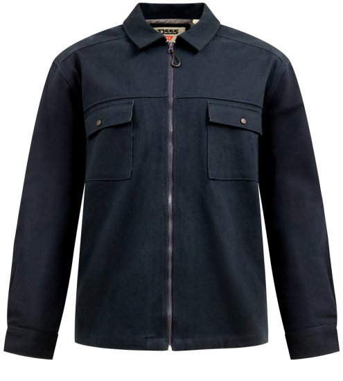 D555 Cleveley Long Sleeve Heavy Shacket Overshirt Navy - Ризи - мъжки ризи големи размери