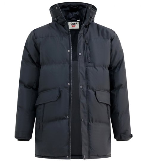 D555 Wolverhampton Quilted Padded Jacket with Hood Black - Якета - мъжки якета големи размери