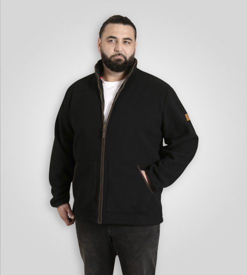 D555 Louth Micro Fleece Jacket with Sherpa Lining Black - Якета - мъжки якета големи размери