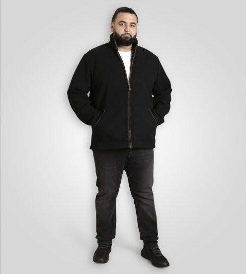 D555 Louth Micro Fleece Jacket with Sherpa Lining Black - Якета - мъжки якета големи размери