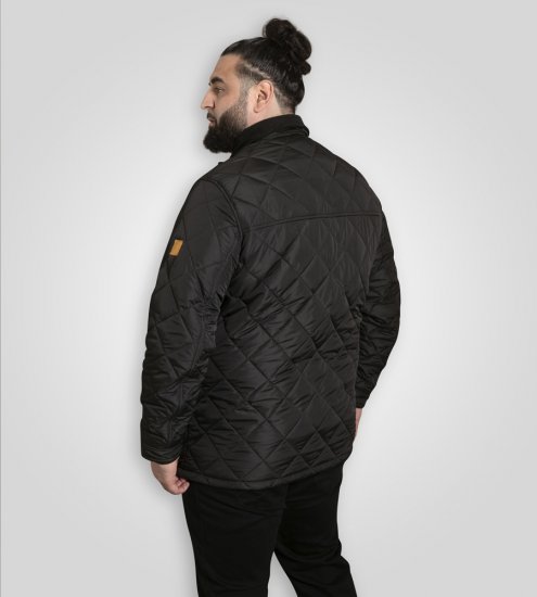D555 Harborough Quilted Jacket with Corduroy Collar Black - Якета - мъжки якета големи размери