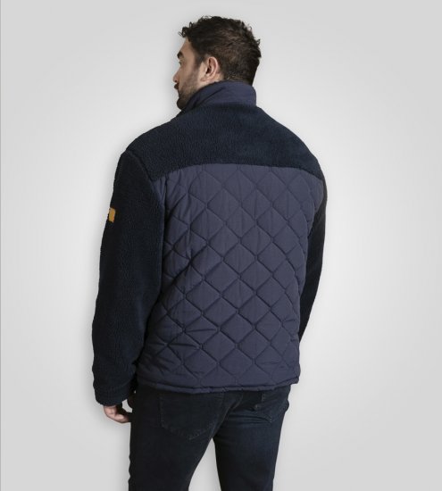 D555 Northampton Hybrid Sherpa Quilted Micro Fleece Jacket Navy - Якета - мъжки якета големи размери