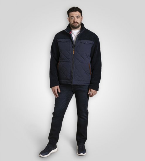 D555 Northampton Hybrid Sherpa Quilted Micro Fleece Jacket Navy - Якета - мъжки якета големи размери