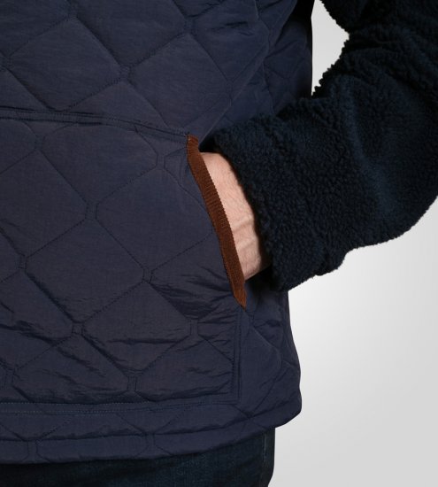 D555 Northampton Hybrid Sherpa Quilted Micro Fleece Jacket Navy - Якета - мъжки якета големи размери