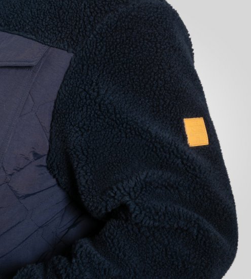 D555 Northampton Hybrid Sherpa Quilted Micro Fleece Jacket Navy - Якета - мъжки якета големи размери