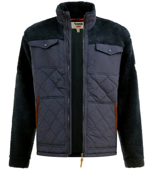 D555 Northampton Hybrid Sherpa Quilted Micro Fleece Jacket Navy - Якета - мъжки якета големи размери