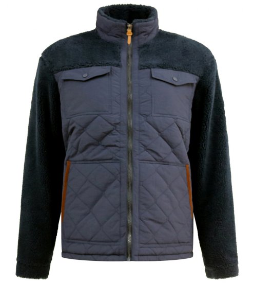 D555 Northampton Hybrid Sherpa Quilted Micro Fleece Jacket Navy - Якета - мъжки якета големи размери