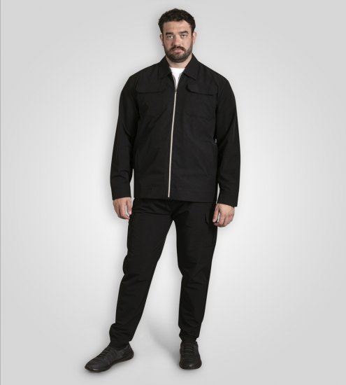 D555 Wimbledon Couture Stretch Jacket with Zipper Black - Якета - мъжки якета големи размери