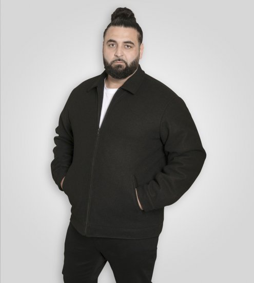 D555 Epsom Harrington Jacket with Zip Through Collared Melton Black - Якета - мъжки якета големи размери