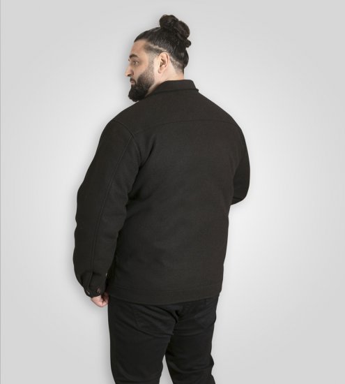 D555 Epsom Harrington Jacket with Zip Through Collared Melton Black - Якета - мъжки якета големи размери