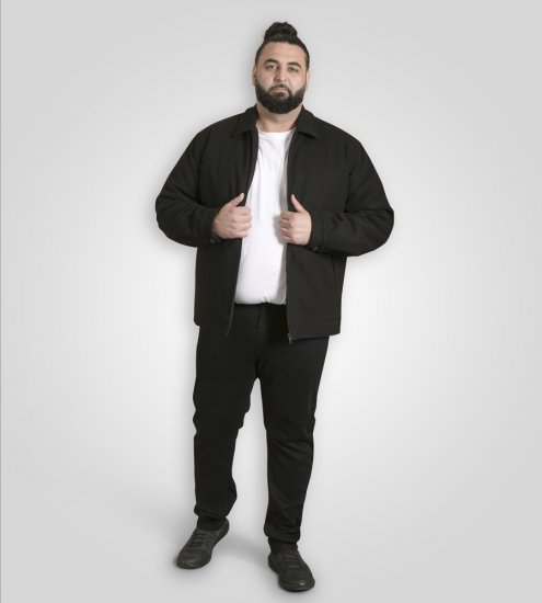 D555 Epsom Harrington Jacket with Zip Through Collared Melton Black - Якета - мъжки якета големи размери