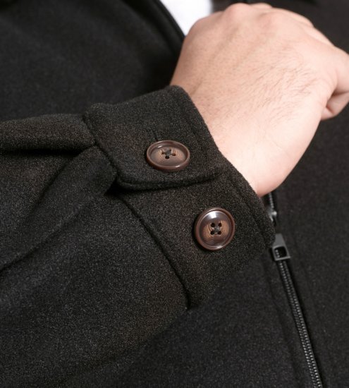 D555 Epsom Harrington Jacket with Zip Through Collared Melton Black - Якета - мъжки якета големи размери
